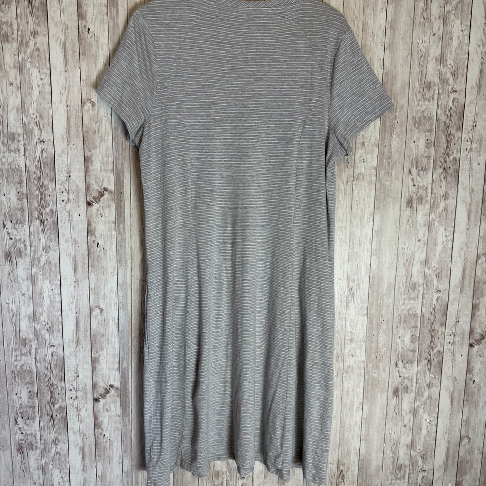Toad & Co Windemere II Gray White Striped Short Sleeve Dress - Picture 5 of 6